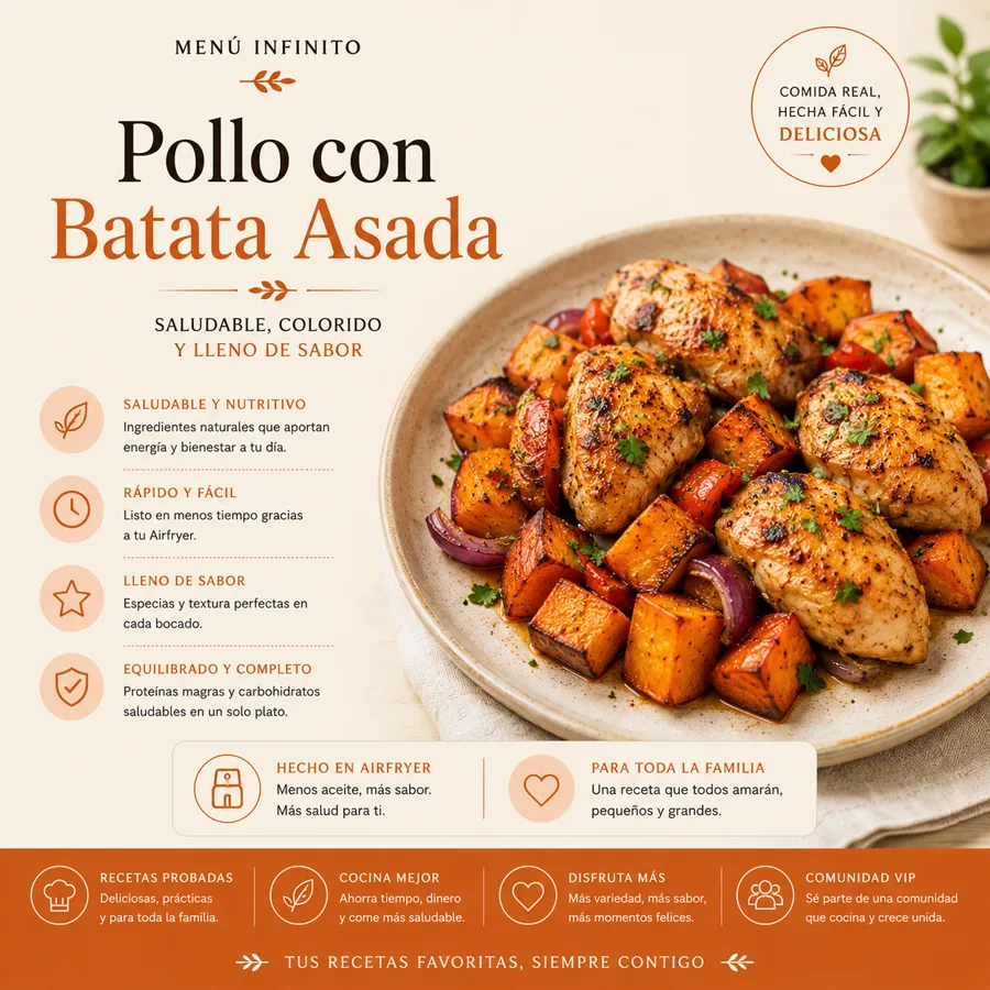 Pollo con Batata en airfryer